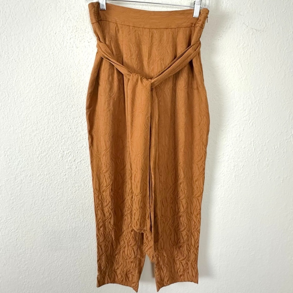 Anthropologie Tapered High Rise Balloon Pants 6 Burnt Orange Belted Bow Fall - Picture 10 of 17